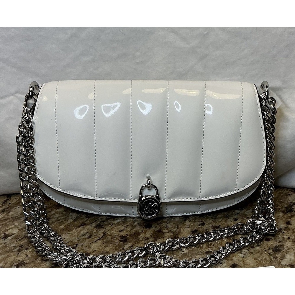 Michael Kors Mila Small Patent Convertible Crossbody Optic White NWOT 35T5SIMC5A